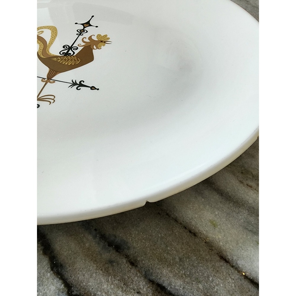 Vintage Edwin‎ Knowles Rooster Weathervane Oval Large Serving Platter Brown Chip - Picture 3 of 6
